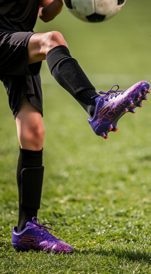AI preview: the same boy in purple Skechers football boots